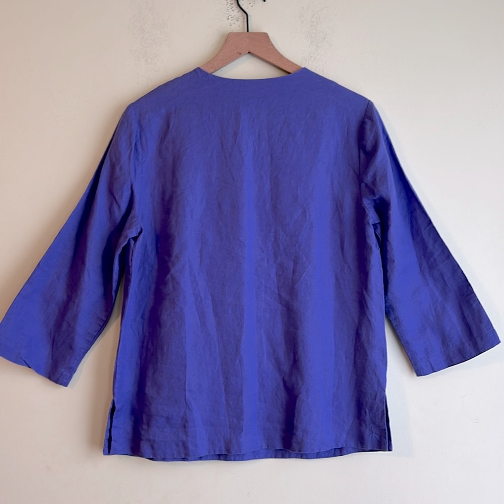 Talbots Linen Embroidered Tunic Top - Picture 3 of 5